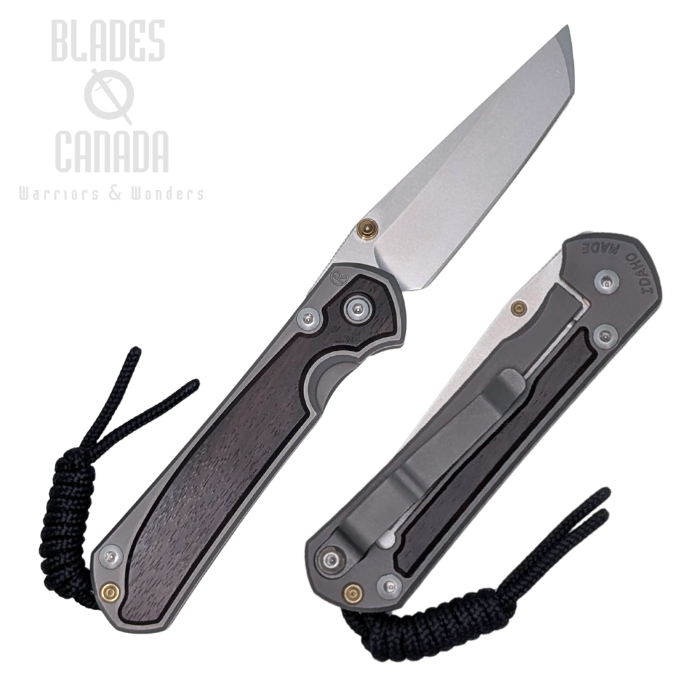 (image for) Chris Reeve Small Sebenza 31 Tanto Framelock Folding Knife, Left-Handed, MagnaCut SW, Glass Blasted w/Macassar Ebony Inlay, S31-1135